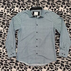 Men's Classic Black and Blue Patterned Shirt